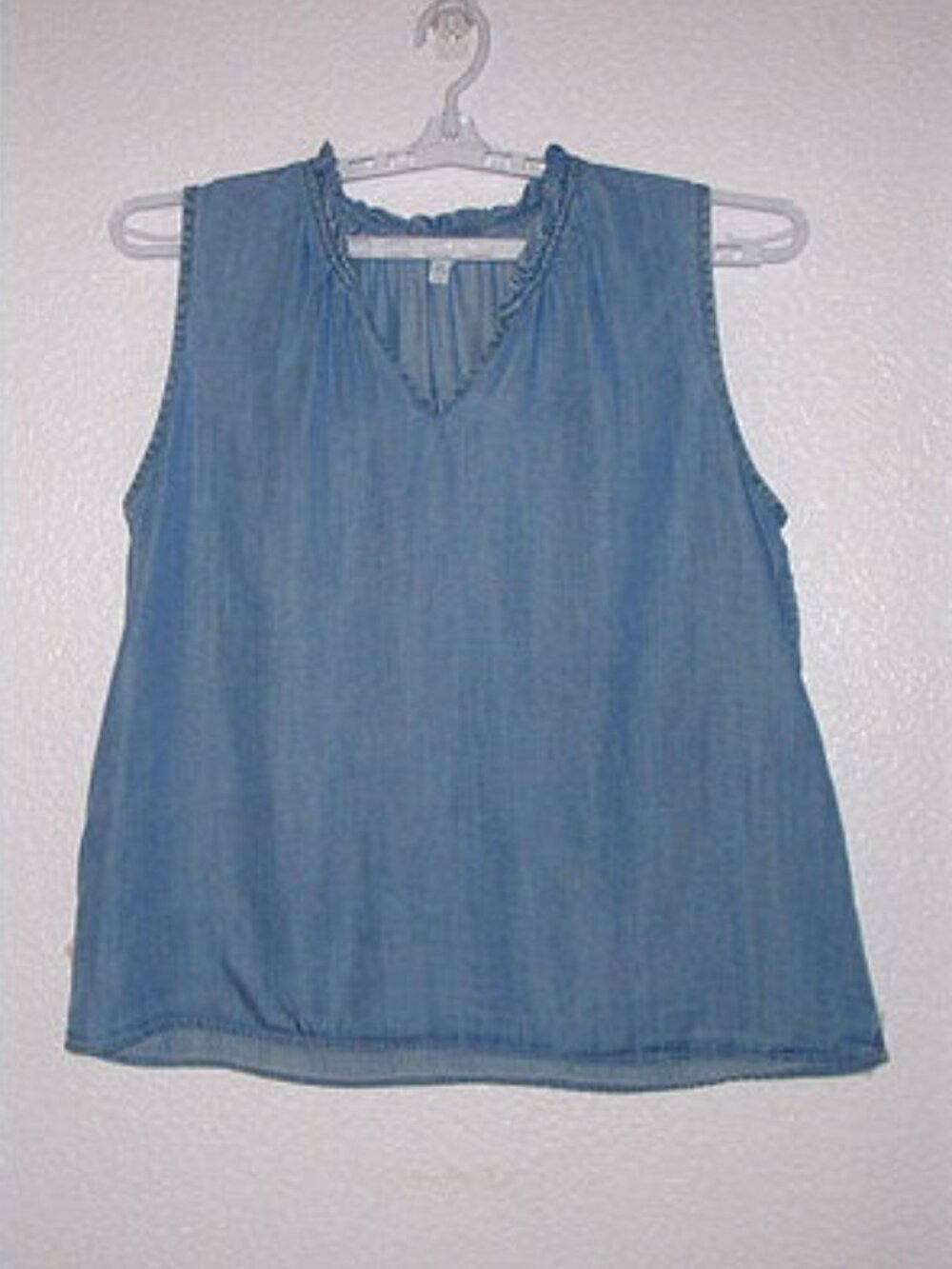 Time And Tru Chambray Blouse Top Size S Sleeveless Tunic Oversized Tencel Lyocel